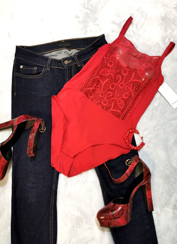 Koronkowe czerwone body Passionata by Chantelle Mindset P47G6