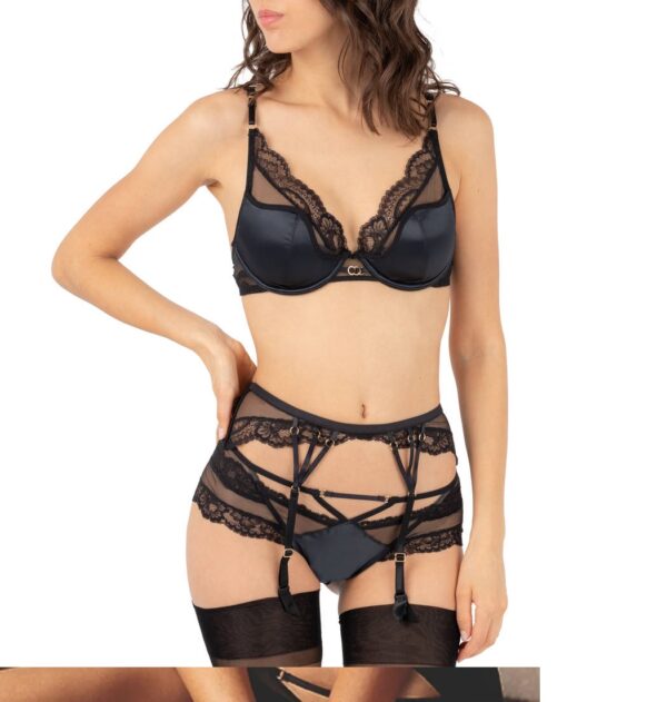 G30 biustonosz czarny koronkowy push up Lise Charmel Nouvel Eros ACG7430 tył biustonosz czarny koronkowy push up