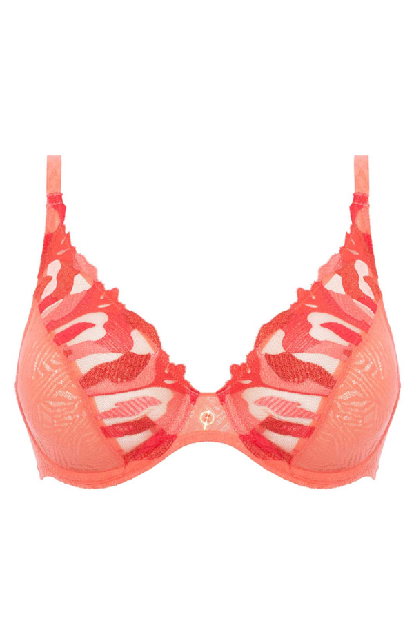 Koronkowy biustonosz z fiszbinami Chantelle Montaigne C19J10 pomarańczowy Koronkowy biustonosz z fiszbinami Chantelle Montaigne C19J10