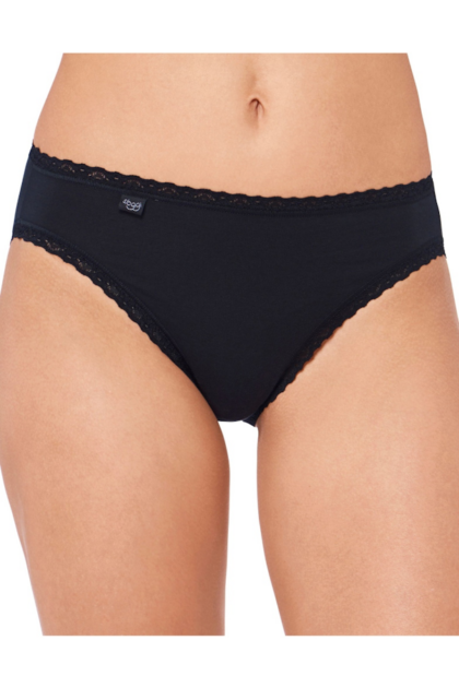Sloggi 24 7 Cotton Lace Tai - bawełniane majtki z koronką czarny
