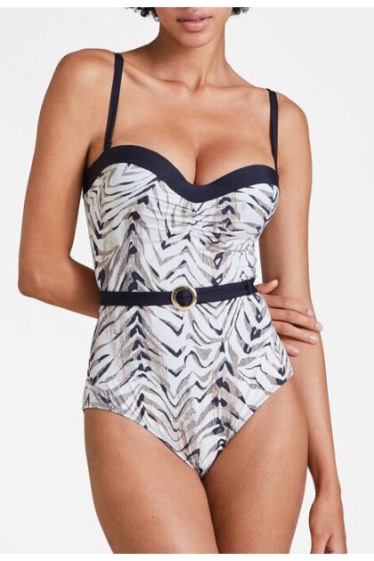 Ekskluzywny jednoczęściowy strój kąpielowy Aubade Safari Sands retro z paskiem