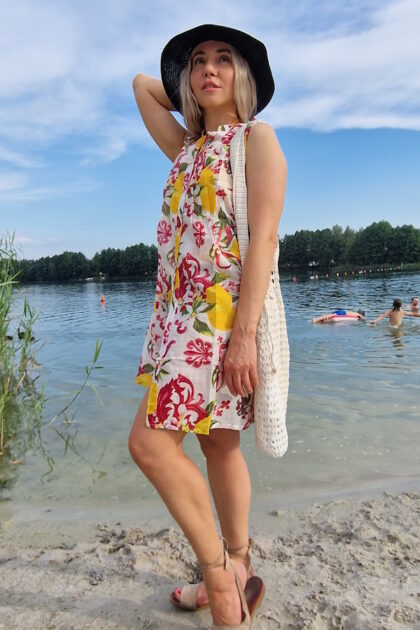 Tunika płazowa bez rękawów zawijańce i cytryny