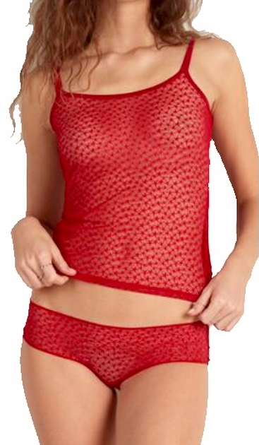 Czerwona piżama Intimissimi z koronkowym podkoszulkiem i szortami 1CT719 outlet