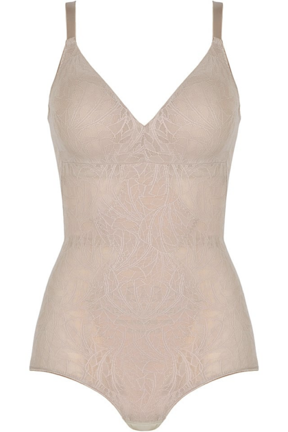 Cieliste koronkowe body bez fiszbin Naturana 3280