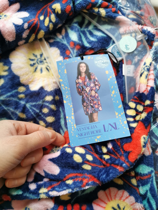 A B Szlafrok damski polarowy Sorbetto Triki w kwiaty