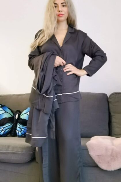 Elegancka piżama damska zapinana z długimi spodniami Passionata Maya