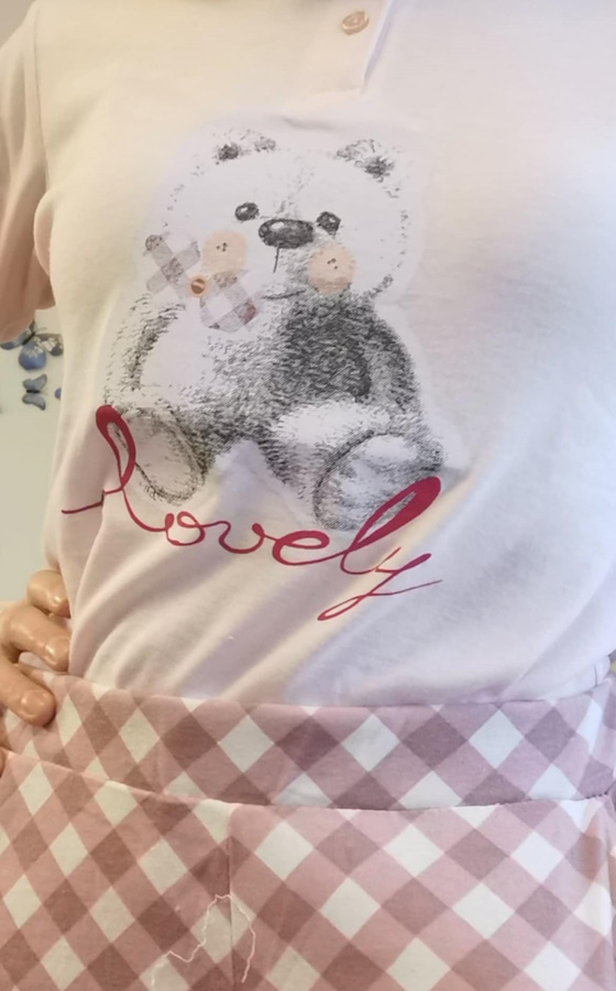 Piżama damska Oriana Sorbetto z misiem komplet bluza i spodnie