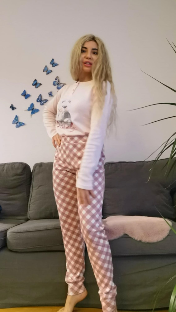 Piżama damska Oriana Sorbetto z misiem komplet bluza i spodnie