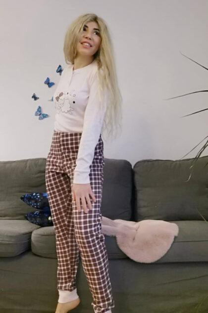 Piżama damska Pamy Sorbetto z owieczką komplet bluza i spodnie