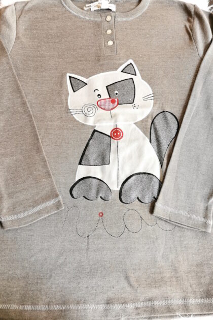 A B piżama damska z kotkiem długi rękaw i spodnie