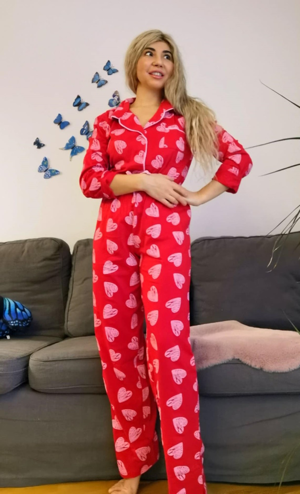 Zapinana włoska piżama damska Sorbetto Vivian z bawełny