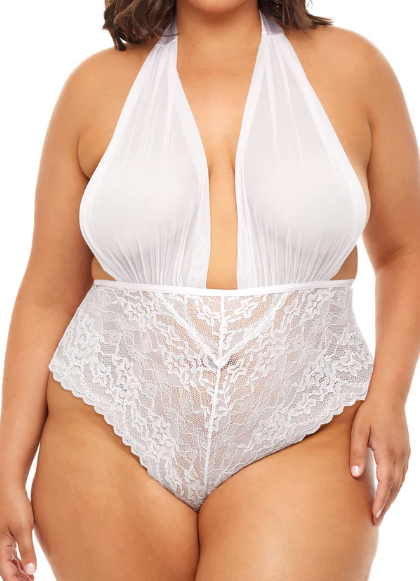 Body dla panny młodej Mesh plunge halter Teddy 52-10990