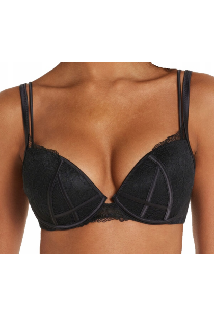 Czarny koronkowy biustonosz push-up Tezenis 1RG1745