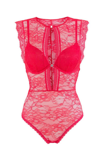 Czerwone erotyczne body ze stringami push-up Jette LKZ 47847