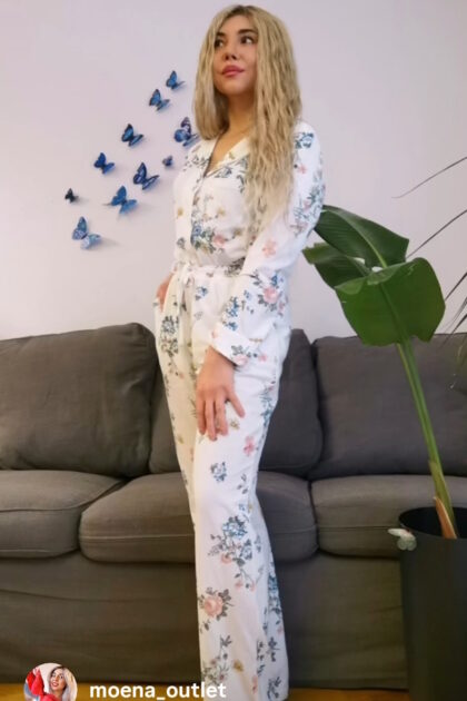 AAA Piżama w kwiaty zapinana z długimi spodniami Vivance Dreams by La Scana 47995