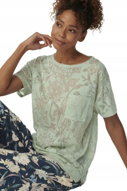 Bluzka Triumph Mix Match TOP SSL 01 Burnout z krótkim rękawem zielony