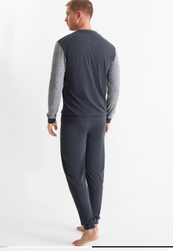 Męska piżama bawełna C&A długi rękaw, długie spodnie paseczki 84833