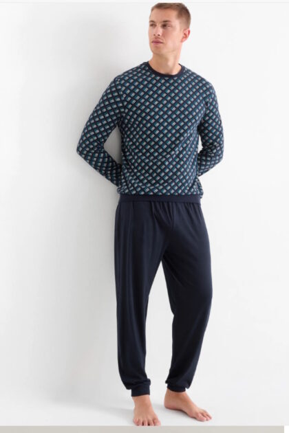 Męska piżama z długim rękawem 2175281 długie spodnie C&A 100% Bawełna