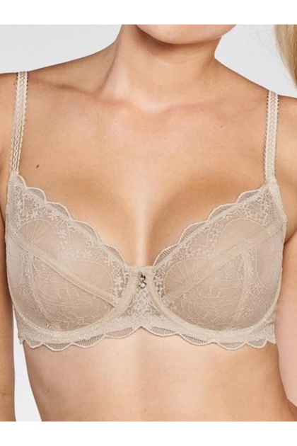 Koronkowy biustonosz Naturana 7354 na fiszbinach cielisty